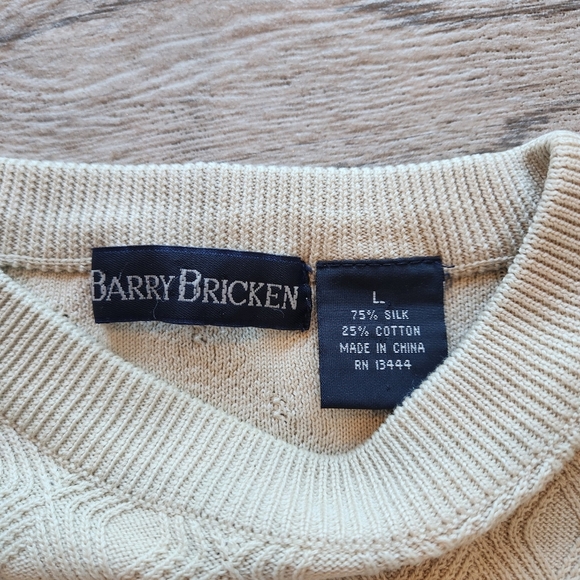 Barry Bricken Silk & Cotton Diamond Knit Sweater Cream L Quiet Luxury - Picture 3 of 7